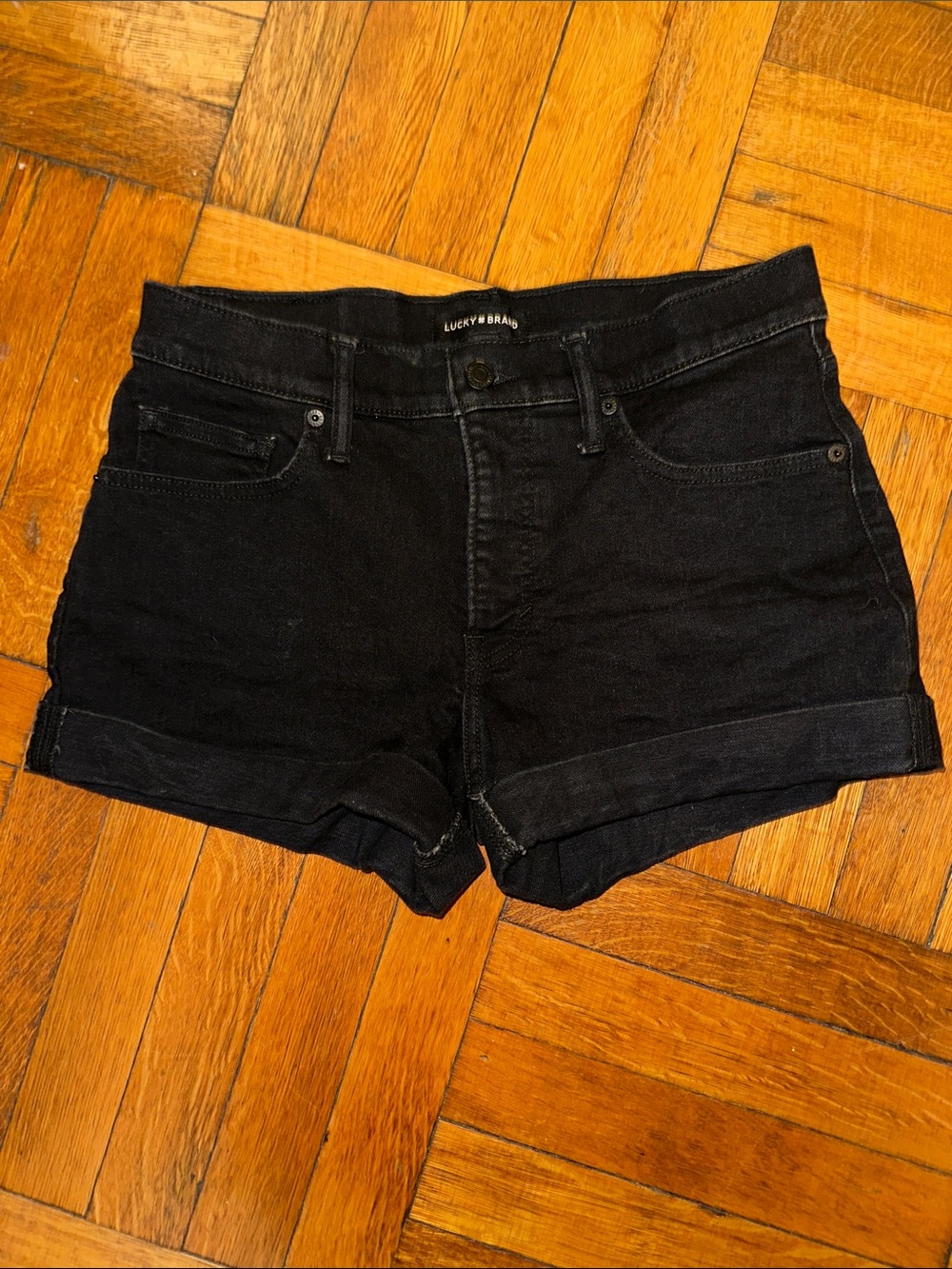 Lucky Brand Black Denim Rolled Hem Women's Shorts